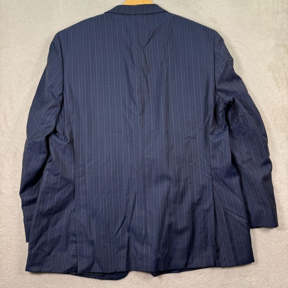 Jos A Bank Reserve Blazer Jacket Mens 48L Tailored Fit Navy Striped Wool Classic - Picture 13 of 15